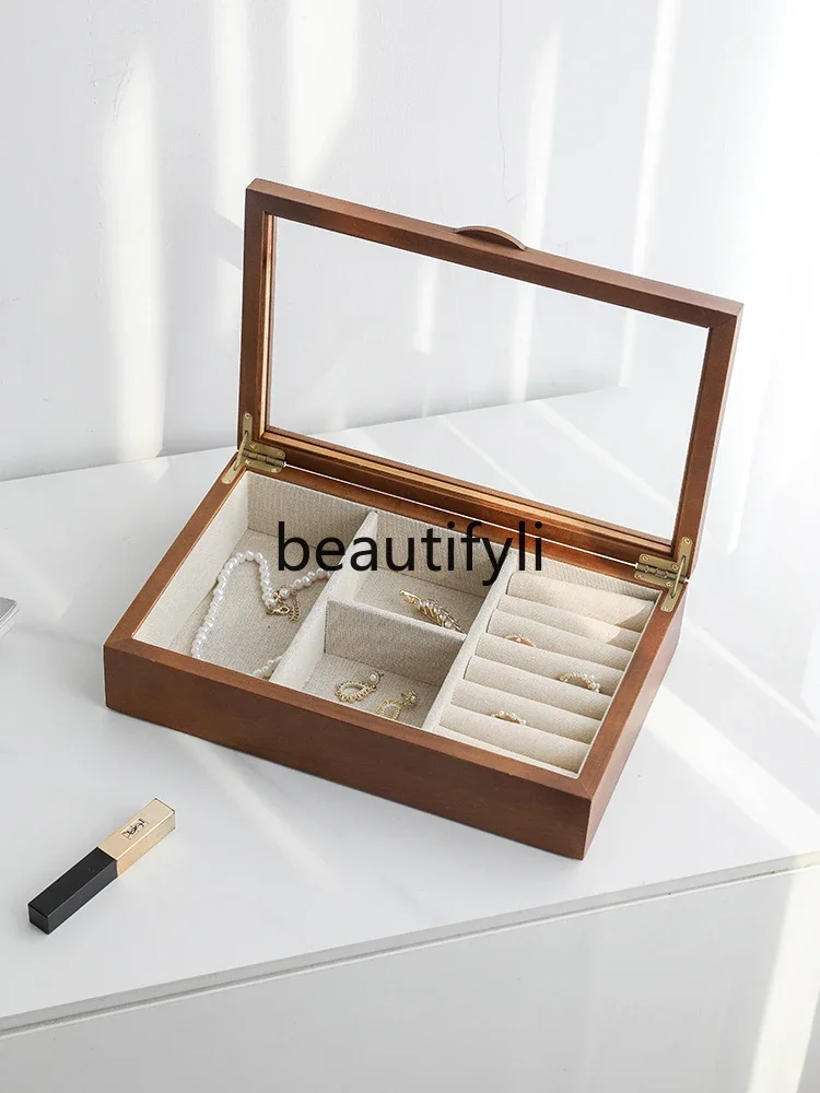 European retro jewelry box wooden storage box jewelry watch box necklace ring bracelet jewelry