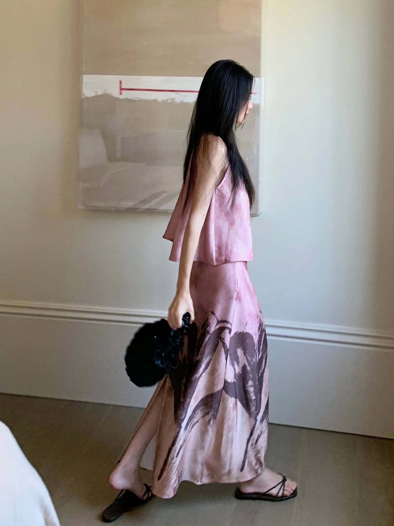 

LAZYZ Sweet adient Print ter Ne Топ и юбка Комплект из двух предметов Женский летний модный ансамбль из полиэстера ort S...