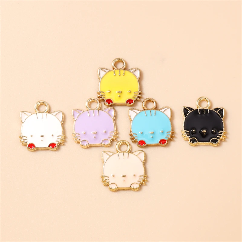 20 Stück 14x15mm Cartoon-Emaille-Tieranhänger Katzen-Charms für die Herstellung von Ohrhängern, Halsketten, Armbändern, DIY-Bastelarbeiten, Schmuckzubehör – Detail 13