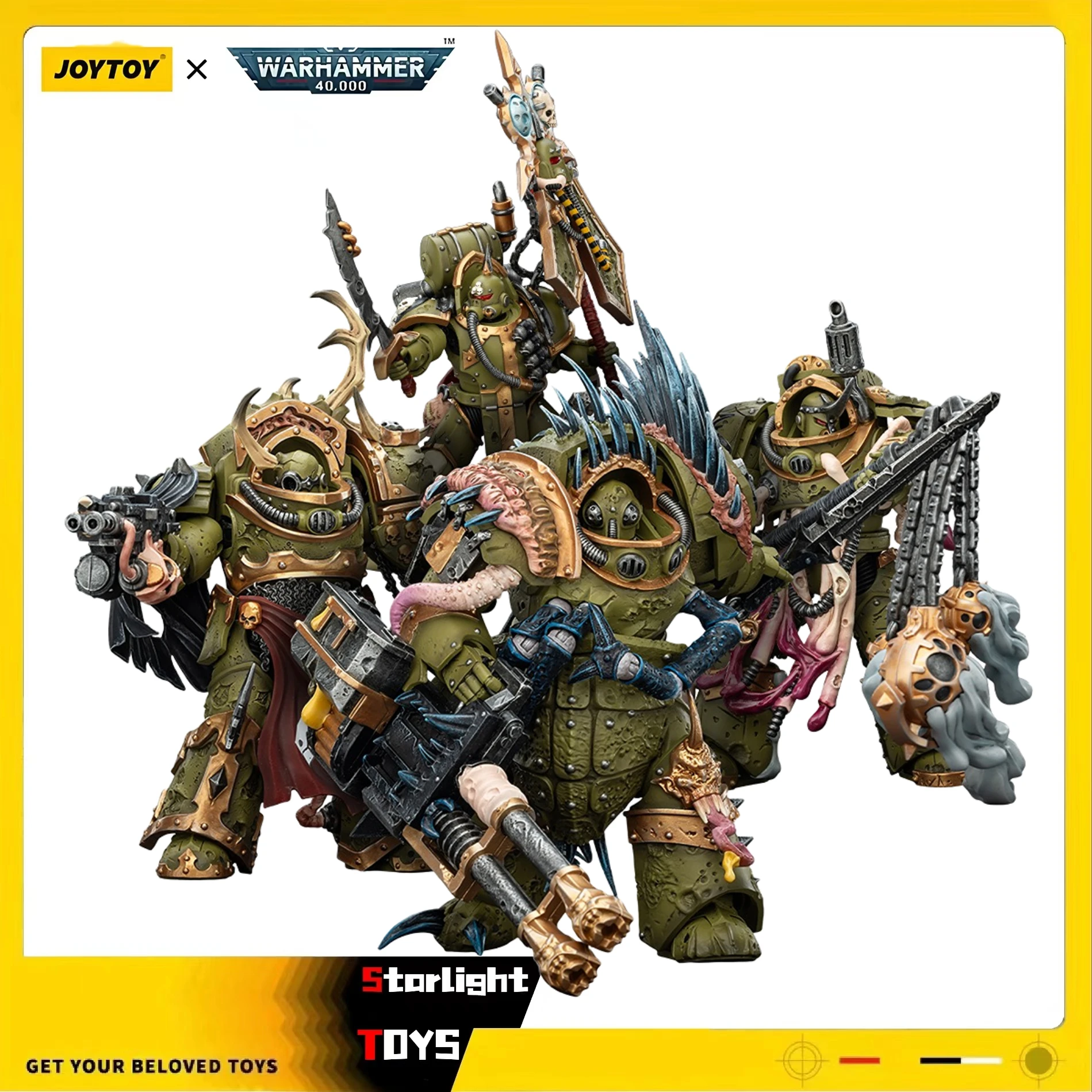 

JOYTOY Warhammer 40K Death Guard Blightlord Terminator Plague Marine Icon Bearer 1/18 Фигурка Модель игрушки