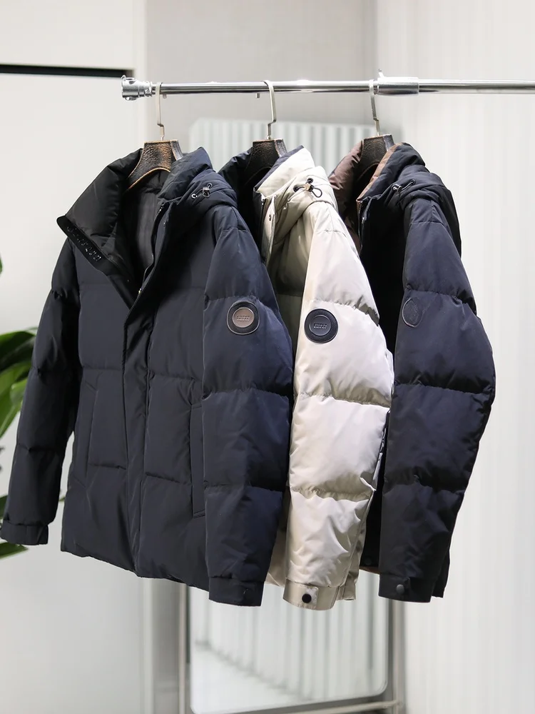 

Утепленная мужская зимняя куртка с капюшоном из пуха 90% Du, ветрозащитная, водоотталкивающая, повседневная, стандартного кроя, для города и отдыха