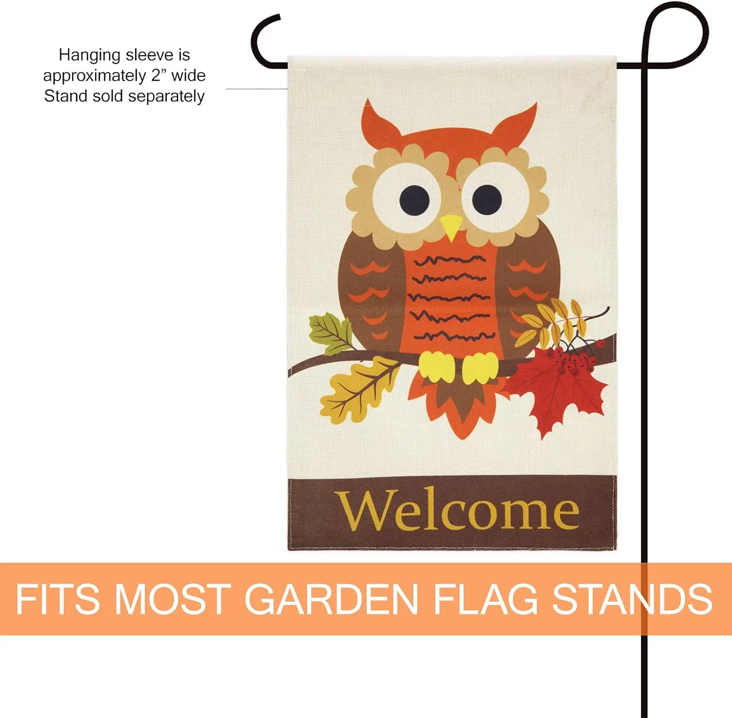 Texupday Welcome Fall Owl Double Sided Burlap Garden Flag Maple Leaves Decoration Autumn Outdoor Yard Flag 12