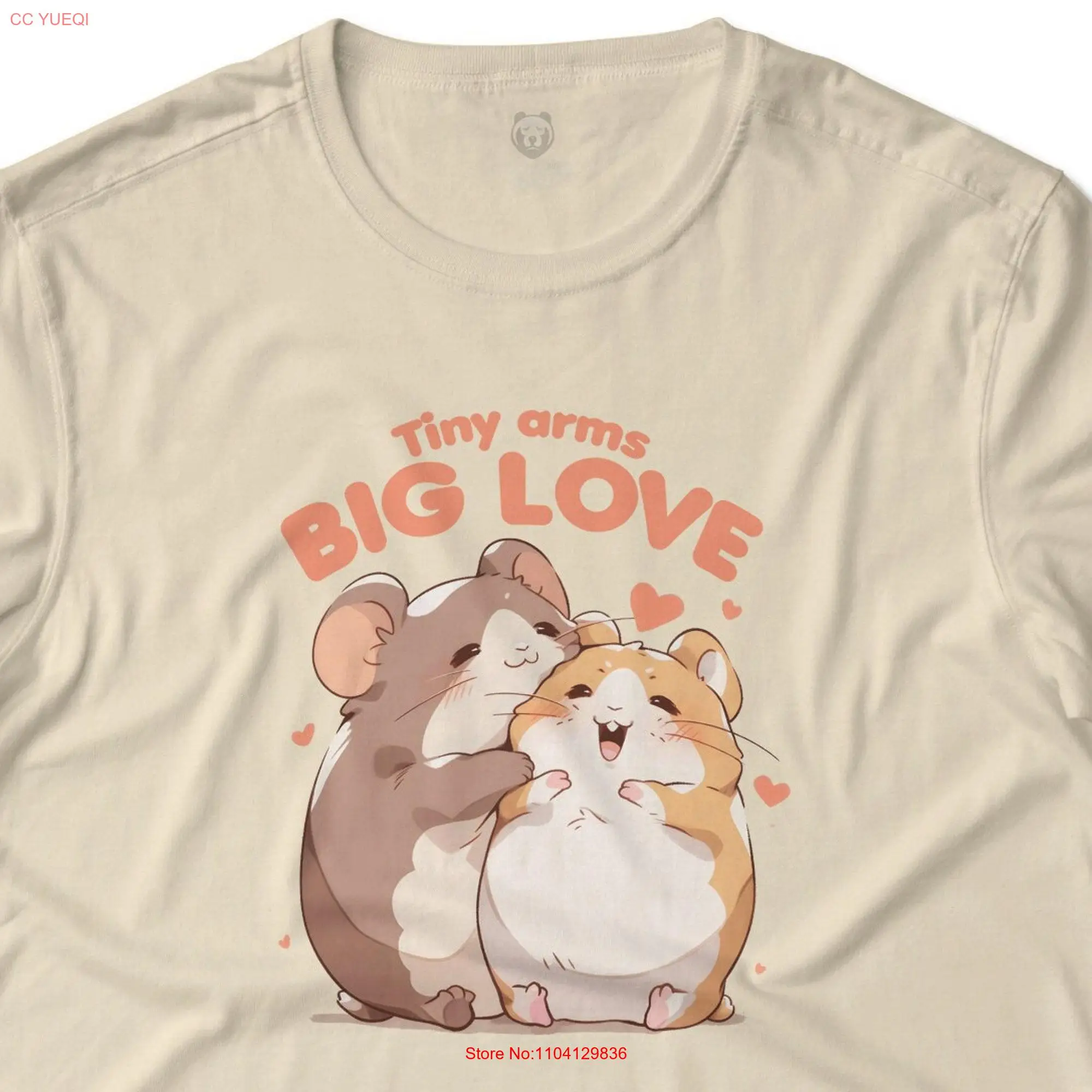 Tiny Arms Big Love Cute Hamsters Hugging Wholesome Art T Shirt long or short sleeves