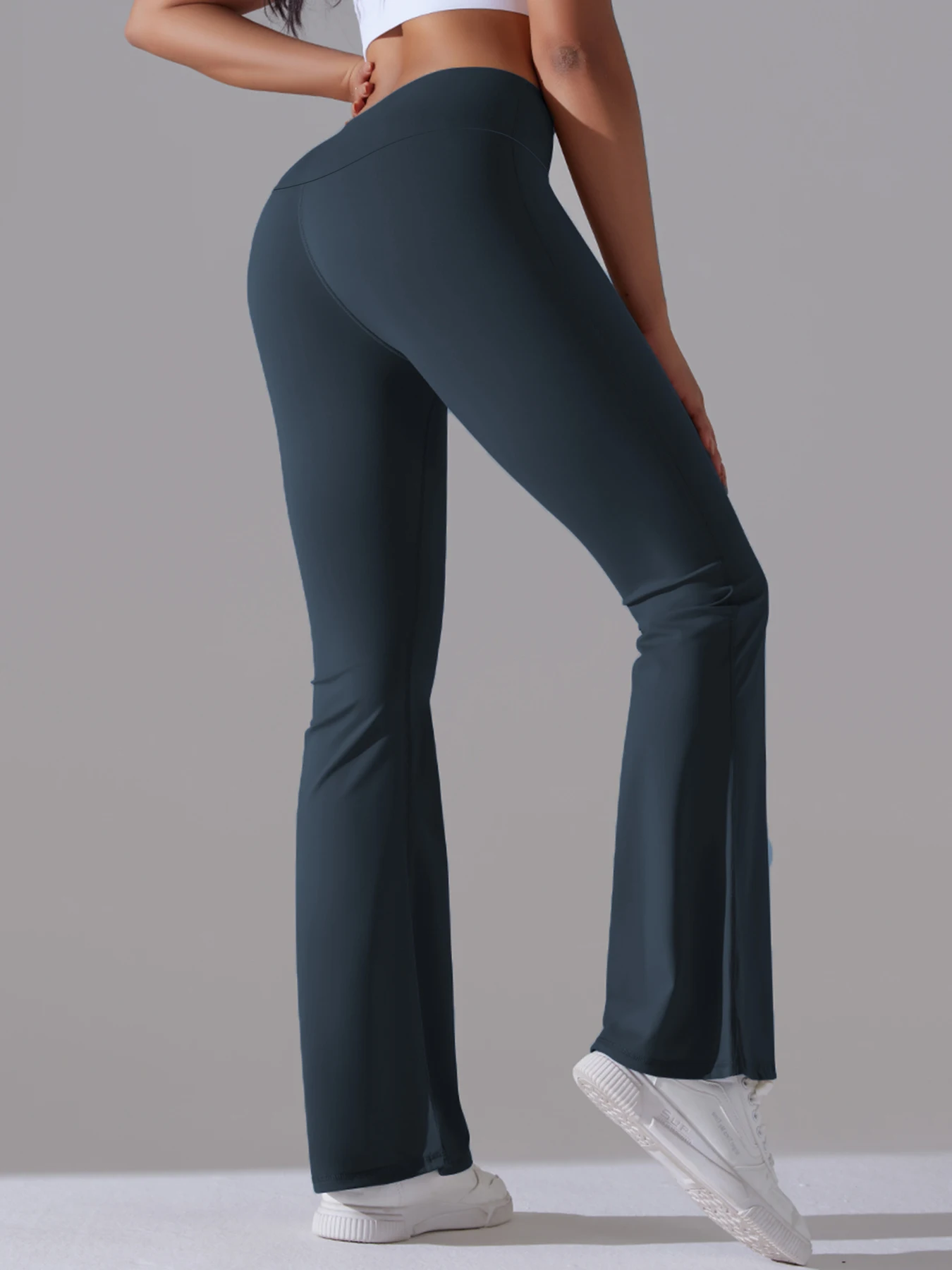 

Solid Color Flared Pants Solid Colour Yoga Leggings Women Show Hip High Waist Stretch Training Wide Leg Pants Fitness Pants