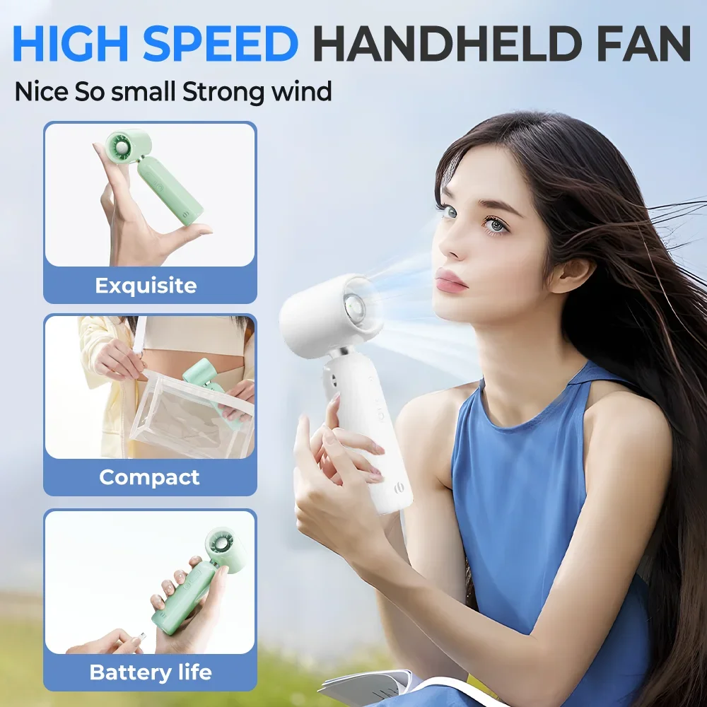 

New Semiconductor Refrigeration High-speed Handheld Electric Fan 4000mAh USB Portable Rechargeable Outdoor Small Fan Cooler