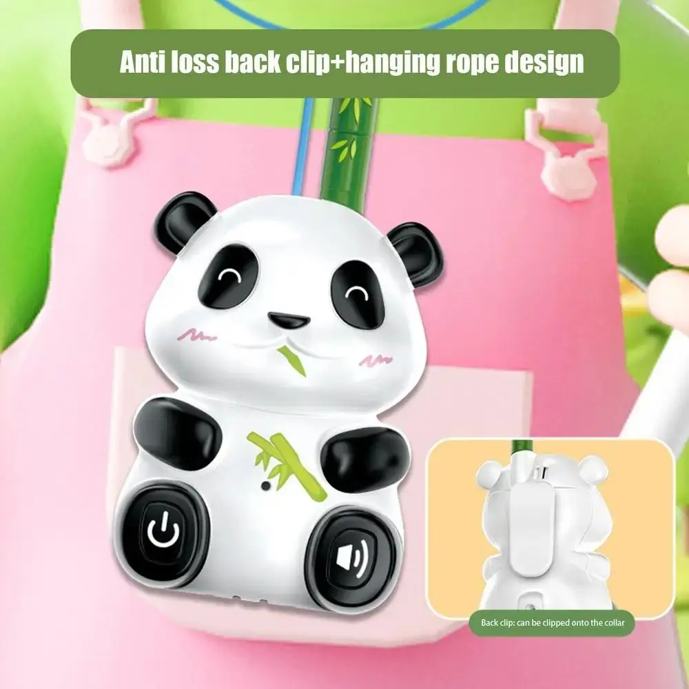 2 Stuks Panda Kids Walkie Talkie Speelgoed Cartoon Transceiver Mini Handheld Walkie Talkie Batterij Aangedreven met Hang Touw