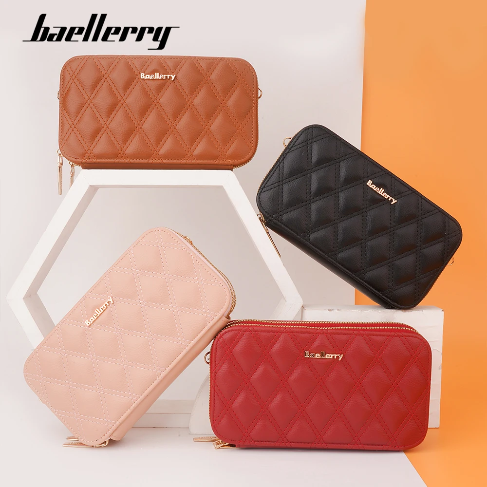 Baellerry New Phone Bag Women Wallets Crossbody Shoulder Bags Quality Double Zipper Handbags Large Capacity Female Clutch Purse