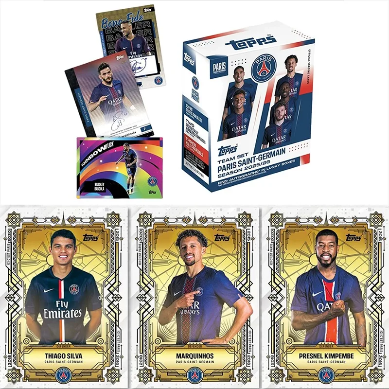 

Оригинальный набор коллекционных футбольных карточек Topps Paris Saint-Germain PSG 2025-26: Месси, Неймар