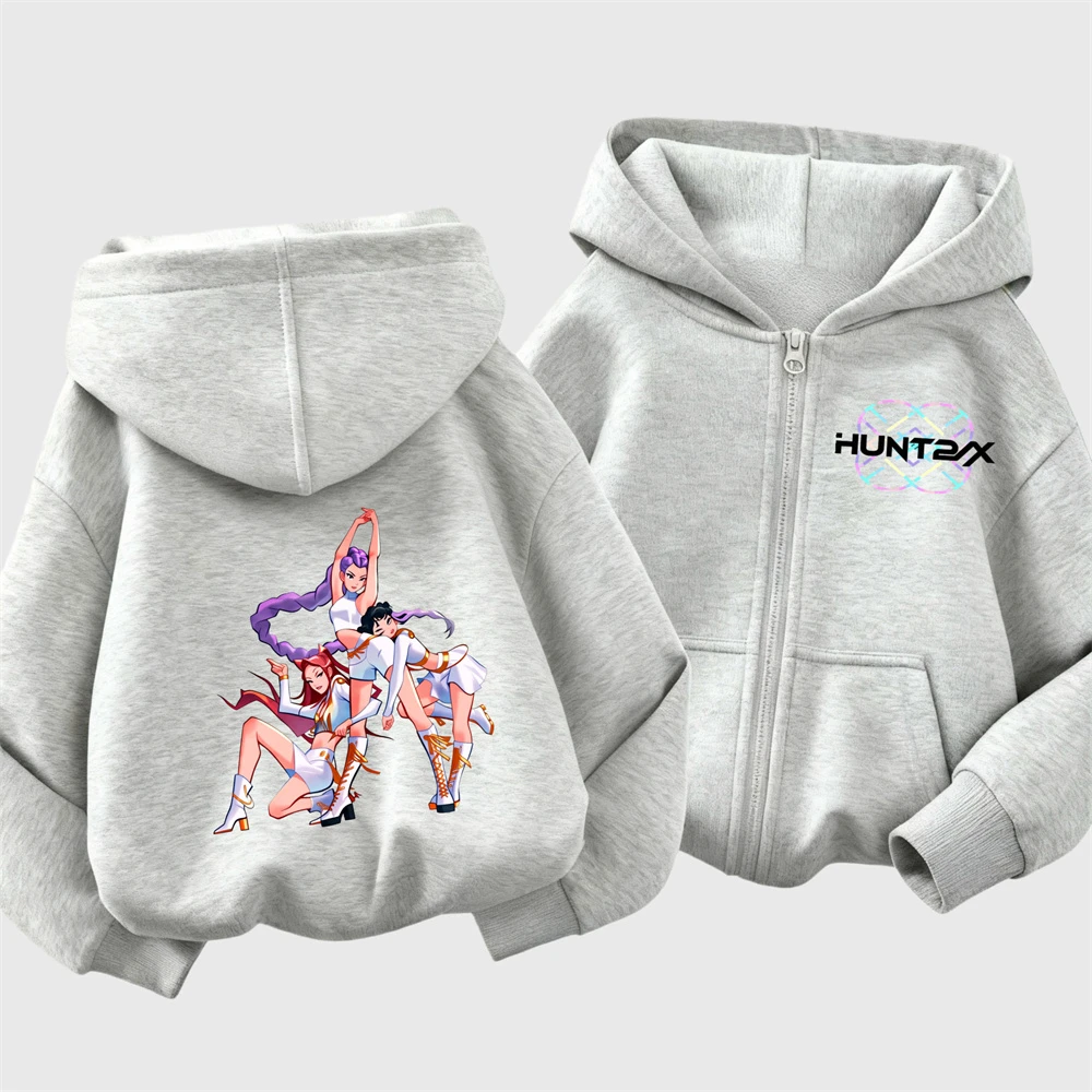 Kpop شيطان الصيادين الملابس الكرتون المطبوعة مقنعين معاطف فضفاضة ملابس خارجية غير رسمية لطيف أزياء طويلة الأكمام هوديس سترة عصرية #2