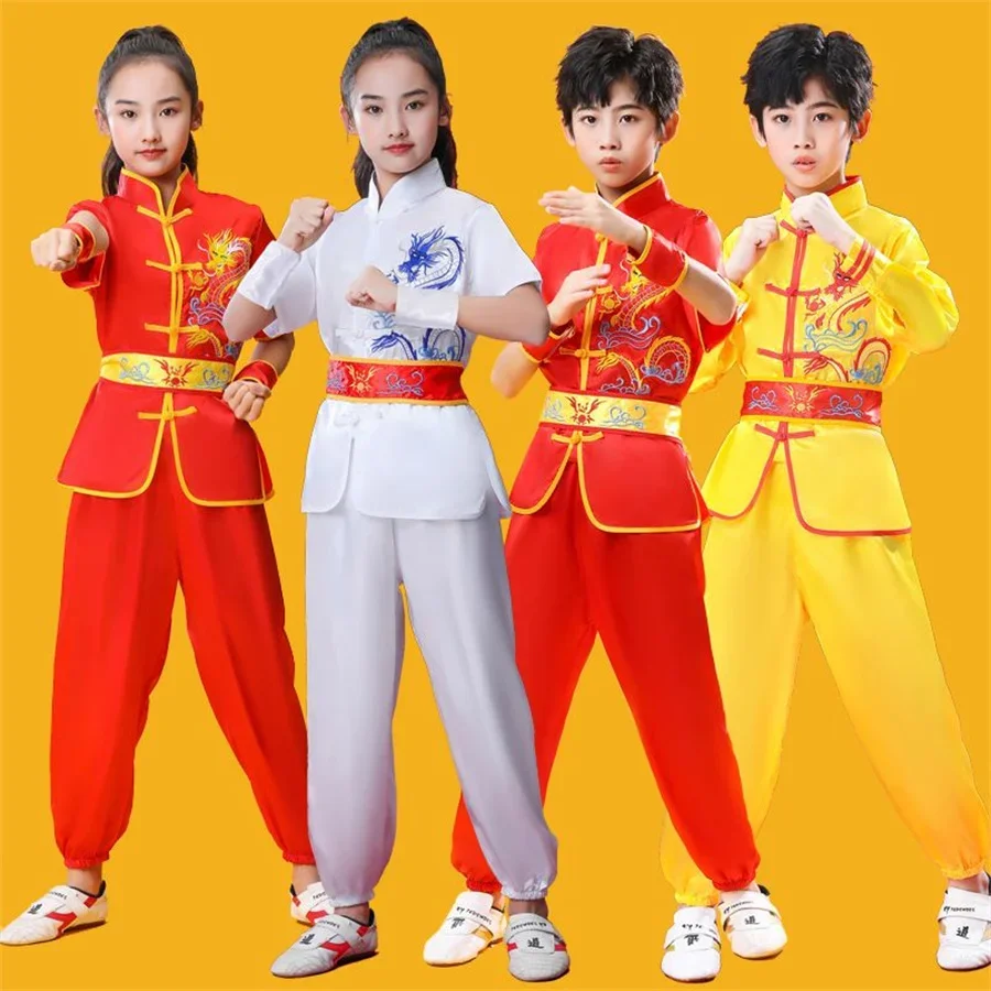 Kinderen Chinese Traditionele Wushu Kleding Voor Kinderen Martial Arts Uniform Kung Fu Pak Meisjes Jongens Podiumkostuum Set