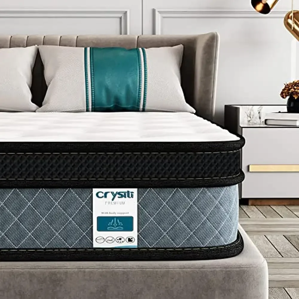 Full Size Hybrid Memory Foam Innerspring Mattress Box Pressure Relief Support Cool Breathable Fabric Edge Support Motion