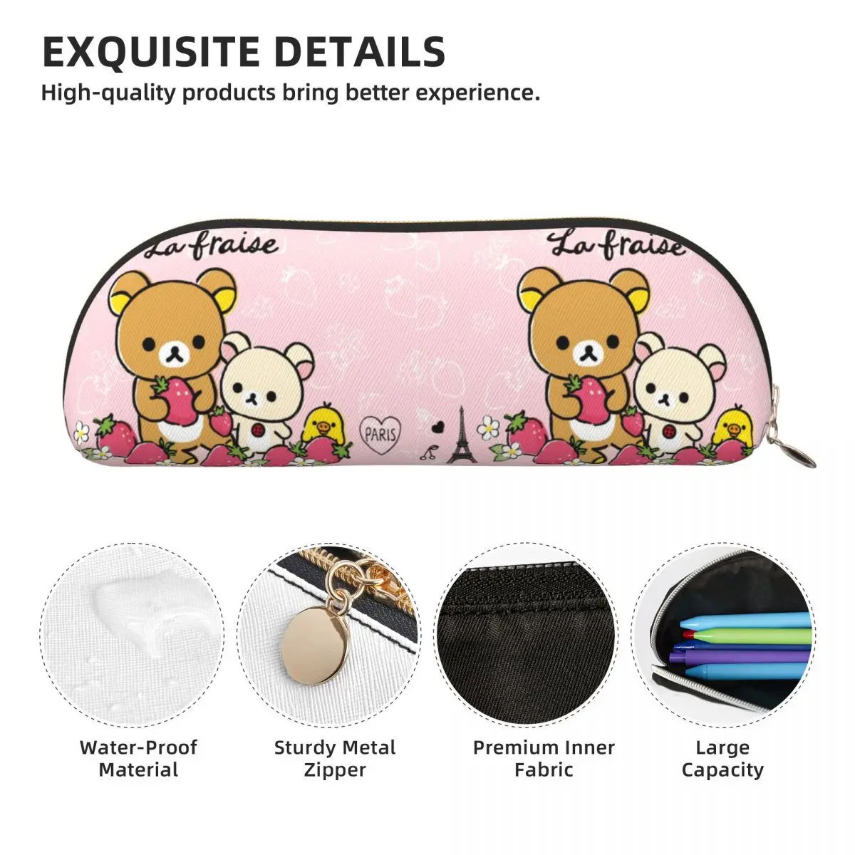 Rilakkuma Sakura Pencil Cases Pen Holder Storage Stationery Supplies Large Capacity Pen Box Pencil Bag for Kids Gifts