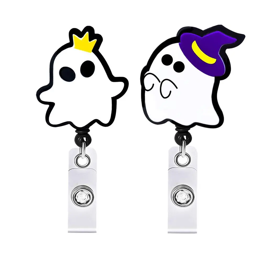 Exhibition Card Retractable Badge Reel Name Card Badge Clip ID Badge Holder Pumpkin Ghost Halloween Easy Pull Buckle Students