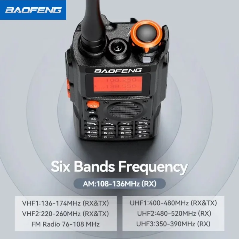 Baofeng جهاز اتصال لاسلكي BF-K6 خارجي احترافي محمول جهاز اتصال لاسلكي عالي الطاقة مضاد للسقوط شاشة كبيرة أكثر من 10 أمتار راديو