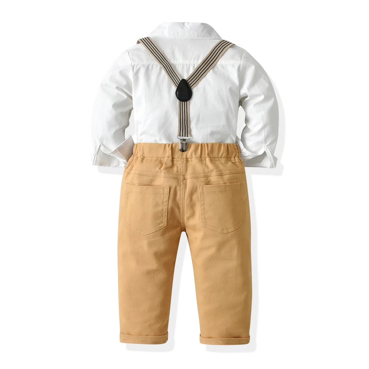 Gentleman Clothes for Kids Boy 1 2 3 4 5 6 7 Year Old Kids Blouse + Suspender Pants Children Brown Wedding Suit Birthday Outfit