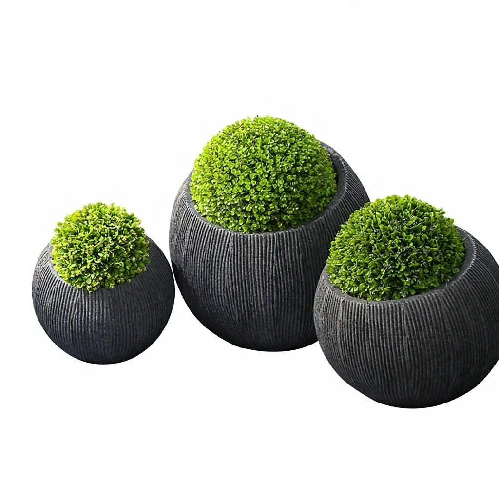 xx-Nordic Style Large Creative Round Beveled Striped Floor-standing Outdoor Mall Custom Fiberglass Landscape Flower Pot