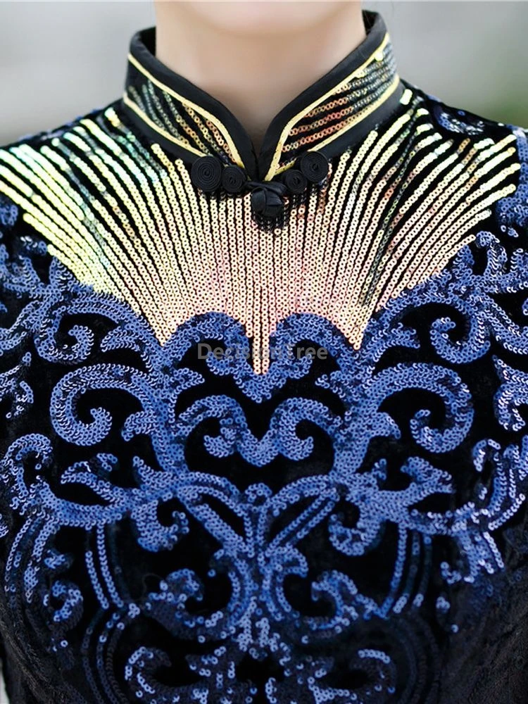 عرض راقي لعام 2025 من تشيباو على الطراز الصيني لأداء مزاجه الشباب شيونغسام فستان سهرة رائع مصنوع يدويًا #4