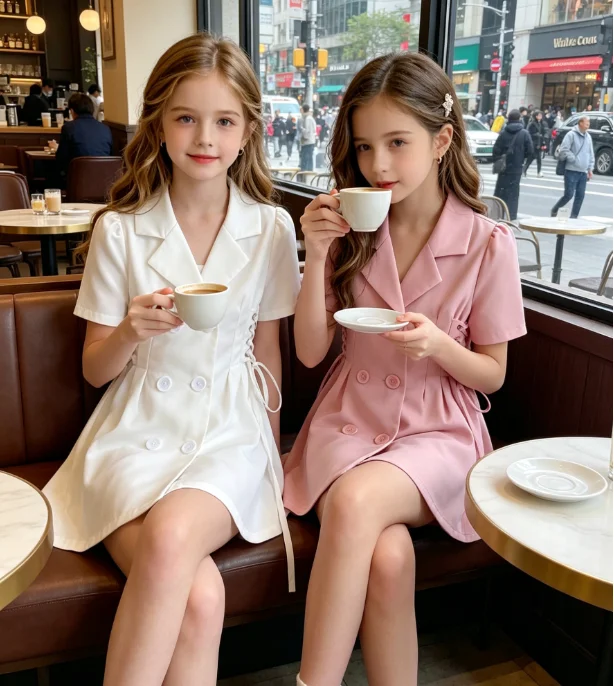 Girls Dress 2026 Spring and Summer New Children's Clothes Baby Girls Double Breather Bubble Sleeve Suit Collar Dress