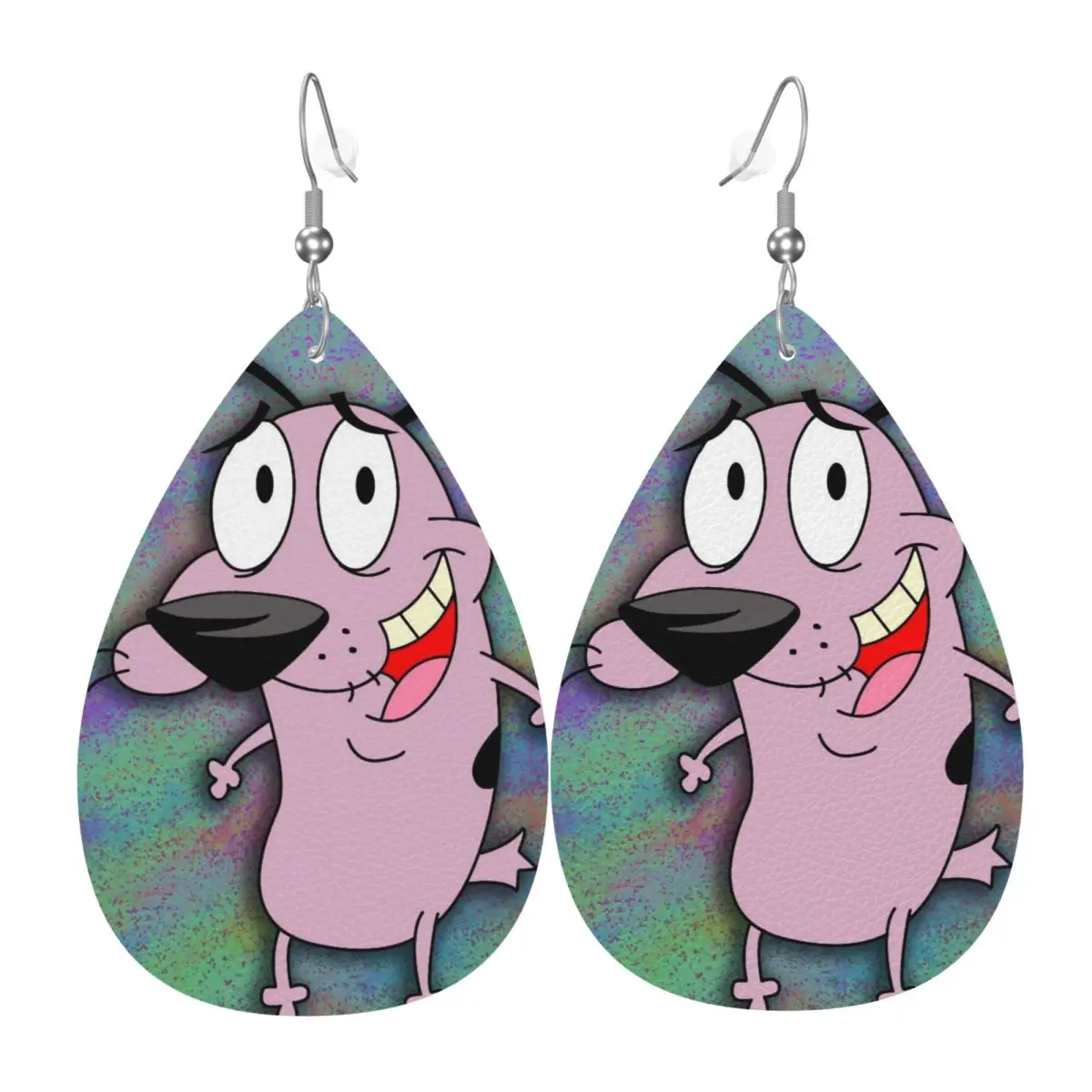 Custom Cute C-Courage The Cowardly Dog Leather Earrings for Women Dangle Earrings Jewelry Accessories