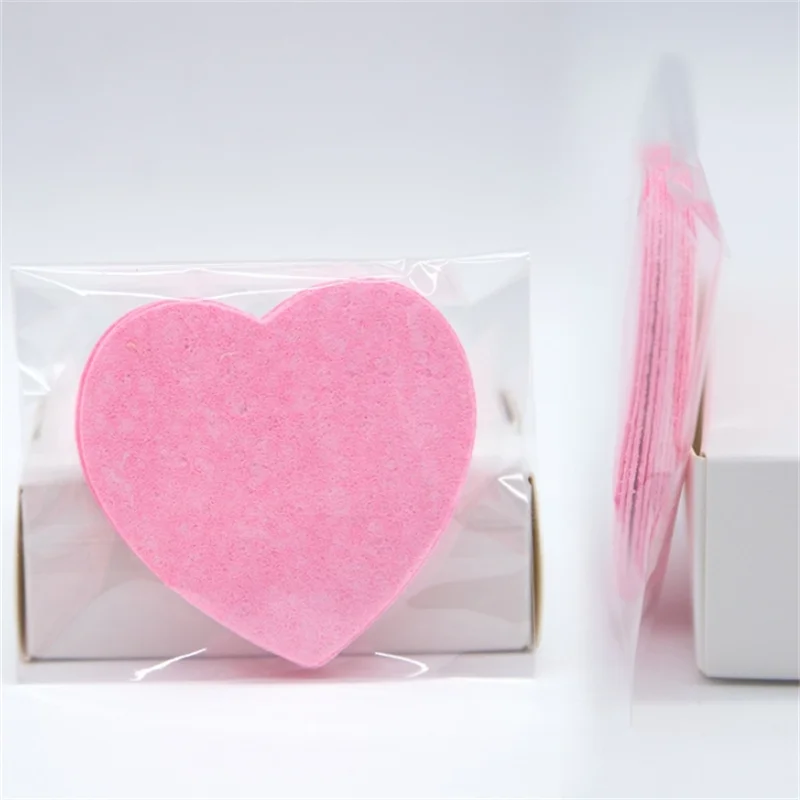 10/20/50PCS Heart Shape Reusable Facial Sponges Pad Compressed Natural Facial Cleansing Pads Exfoliating For Cleansing