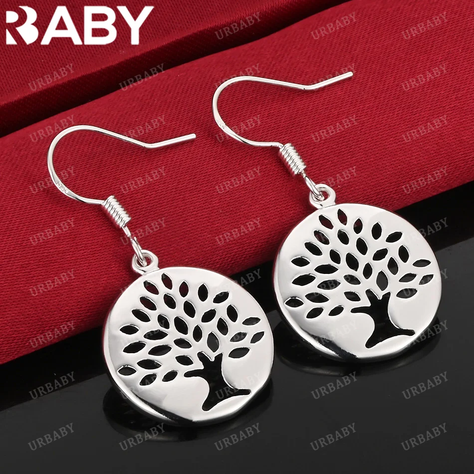 

URBABY 925 Sterling Silver Earrings Oblate Hollow Shape Drop Earrings For Women Jewelry Fashion Party and Daily Wear