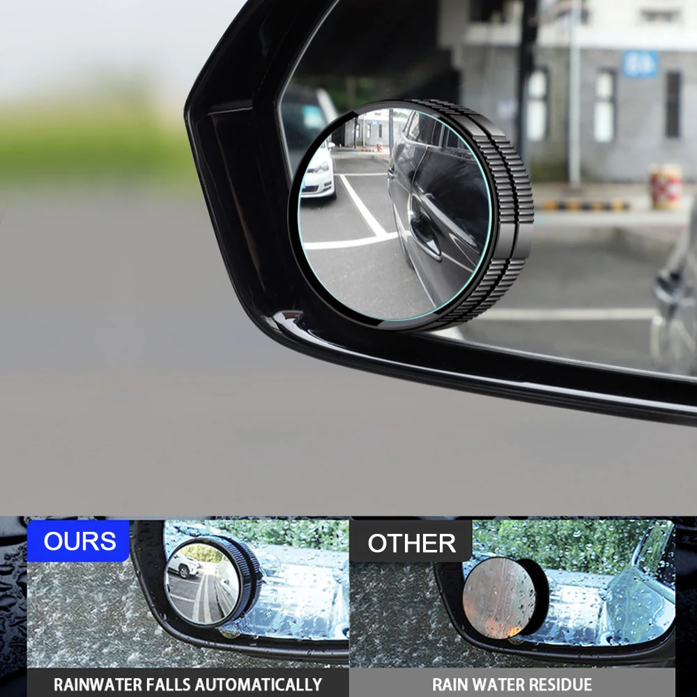 

2PC Suction Cup Car Convex Blind Spot Round Mirror 360 Degree Wide Angle High Definition Adjustable Rearview Auxiliary Accessory