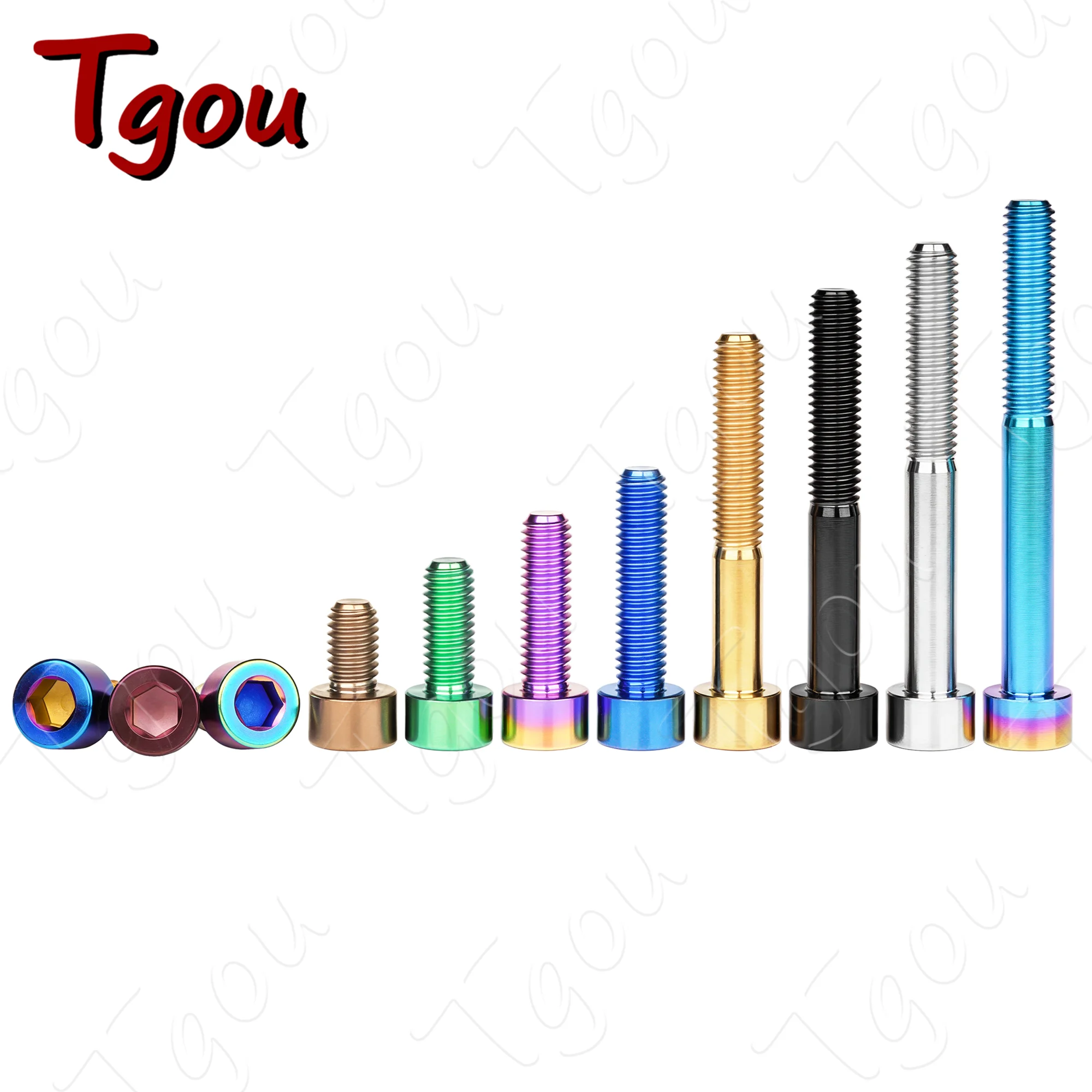 Tgou Titanium Bolt M7/M8x15 20 25 30 32 35 40 43 45 50 60 70mm Allen Key Head Ti Screws for Bicycle Motorcycle Car