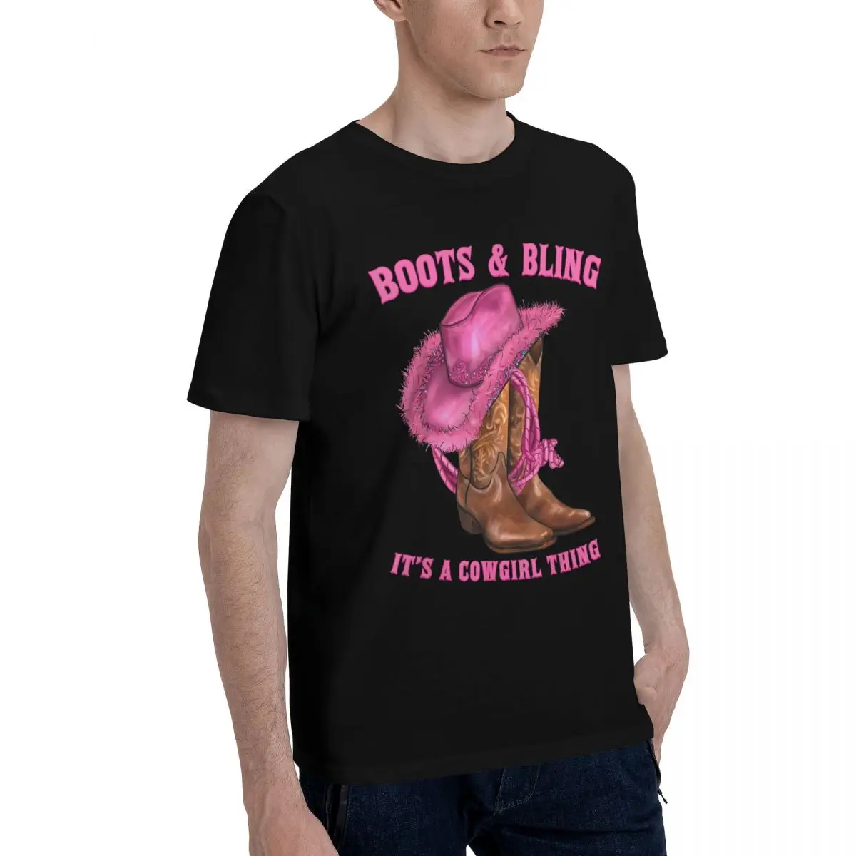 Motion Cowgirl Boots & Bling Tees Kemp Funny Graphic Top quality Leisure USA Size