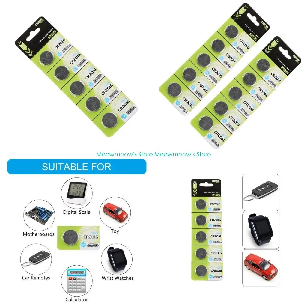 W91A 5/10Pieces CR2016 리튬 배터리 CR2016 리모컨 및 장난감 용 배터리