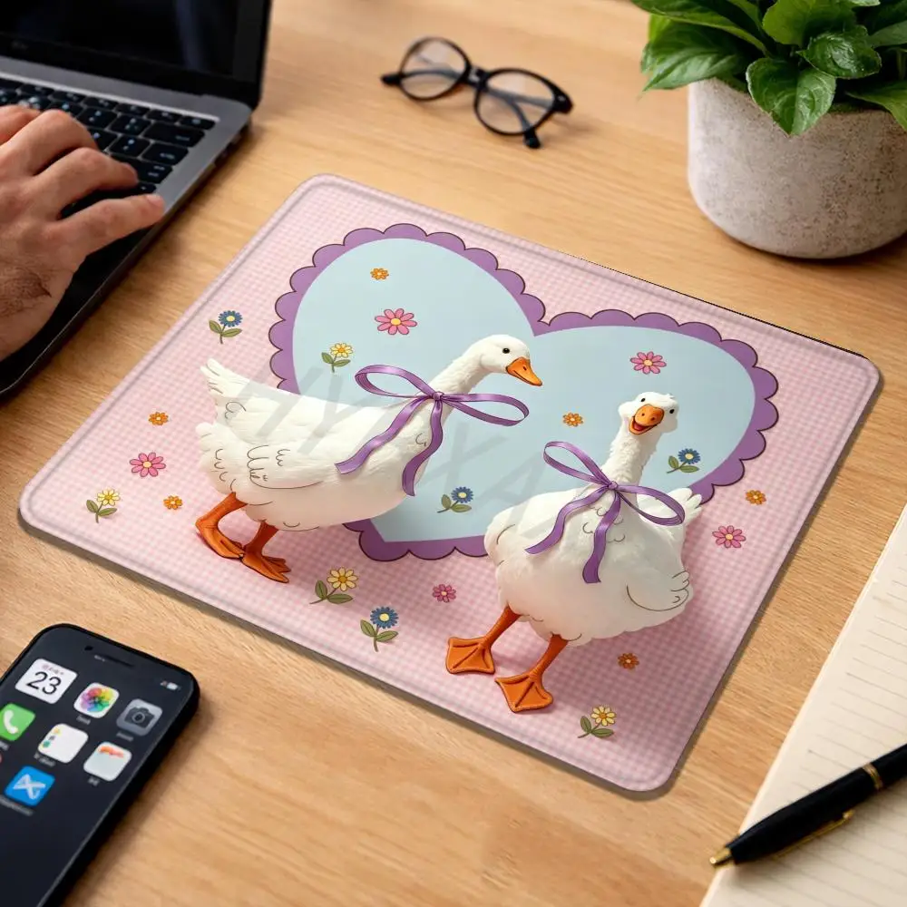 

HYBXAXC Cute Duck Couple Small Mouse Pad Non Slip Rubber Desk Mat for Office Home Laptop Gaming Decor