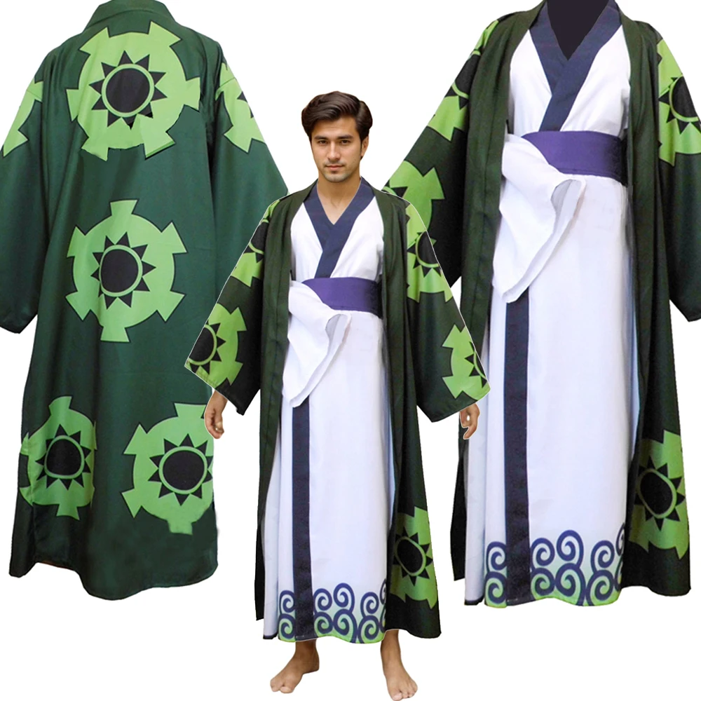 

Roronoa Cosplay Zoro Costume Fantasia Cloak Outfit Halloween Adult Men Anime Clothing Women Kimono Live Action Roleplay Suit