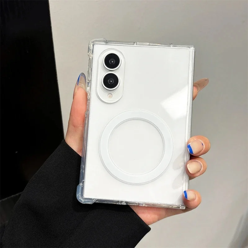 Clear Magnetic Shockproof Case for Samsung ZFold8 Ultra 7 6 5 4 3 for Magsafe Edge Protection Wear Resistant Flexible Slim Cover
