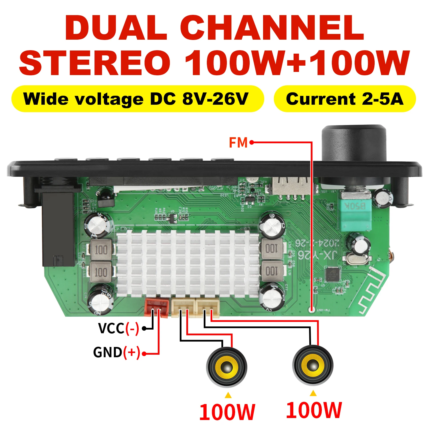 Handsfree 200W Amplifier Bluetooth DIY MP3 Decoder board 12V Wireless Car MP3 Player Record USB TF AUX FM Radio Folder Switching