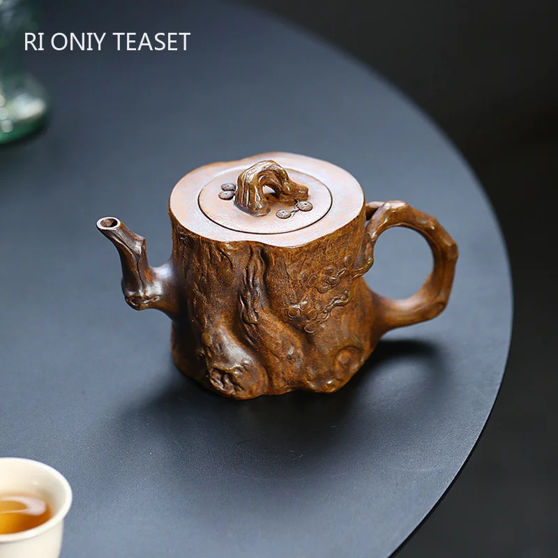 

310ml Chinese Yixing Purple Clay Teapots Creative Handmade Plum Blossom Tree Stump Tea Pot Beauty Kettle Tradition Zisha Tea Set
