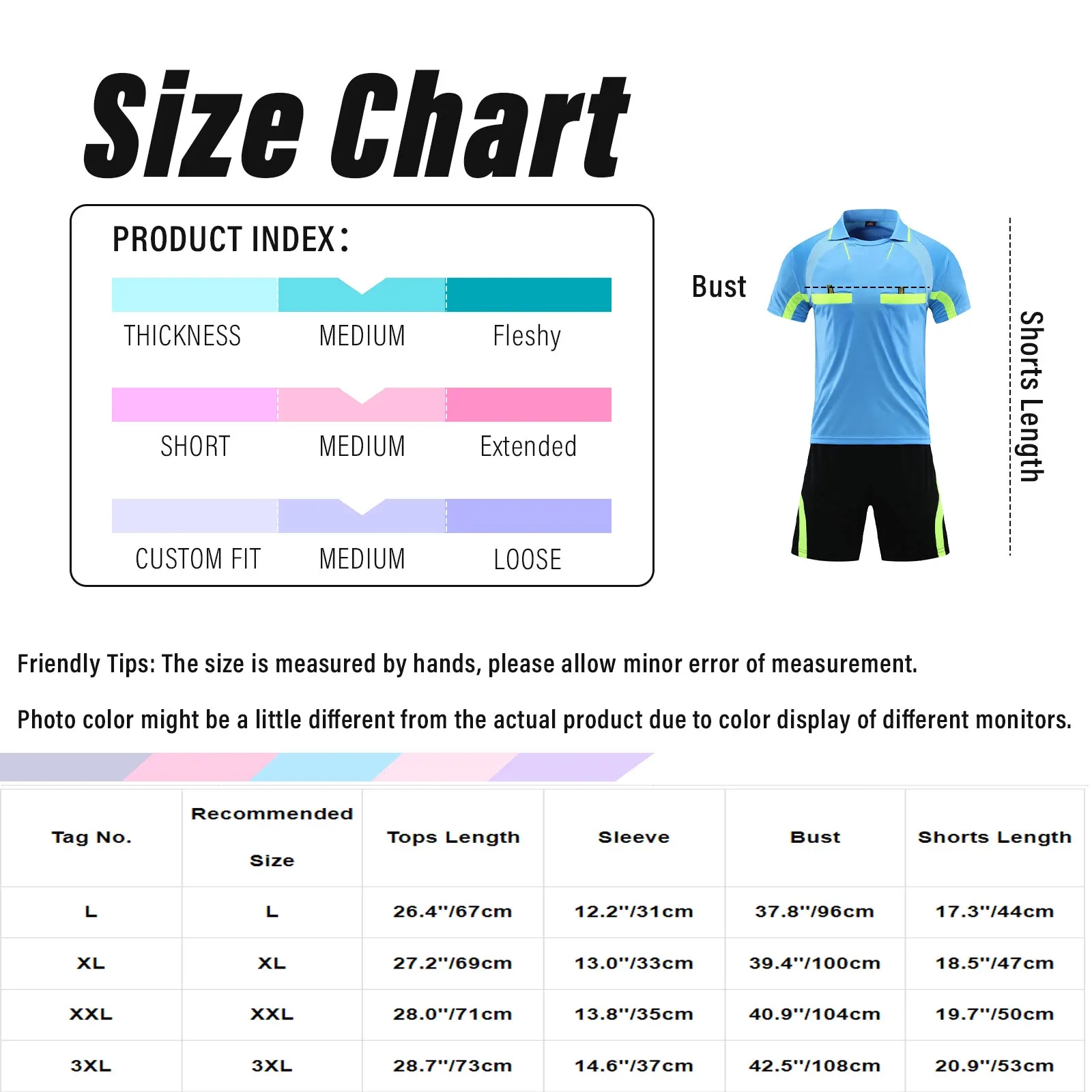 Mens Soccer Jersey Referee Outfit Football Match Uniform Tracksuit Turn-Down Collar Short Sleeve Pockets T-shirt with Shorts