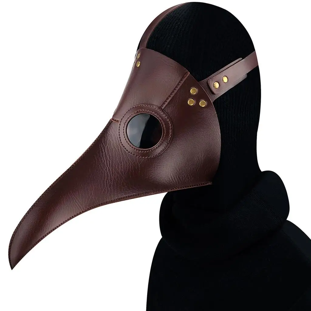 قناع الطاعون Steampunk طويل منقار زي حزام قابل للتعديل بني