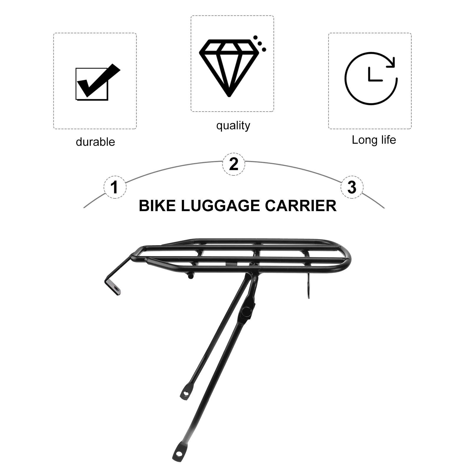 Durable Bike Carrier Rack Iron Material Strong Luggage Holder for Road Mountain Bikes Outdoor Trips Bike Carrier Rack