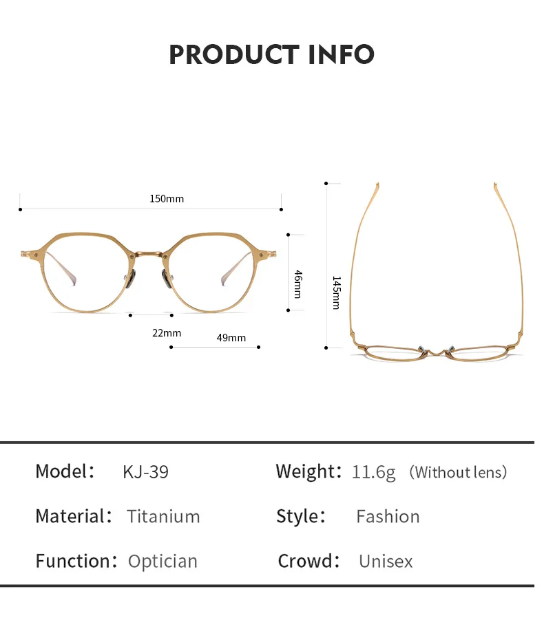 OLAMINS​ Oversized Eyeglass Designer Glasses Titanium Frame Eyewear Eyeglasses Frames River Optical Eyeglasses KJ-39