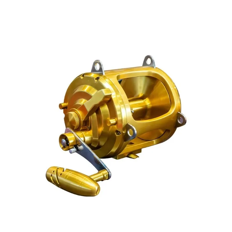 Wholesale 80 watts slow speed throwing type gold salt seawater fishing line wheel 2 speed 30 watts 50 kg tuna deep sea 30