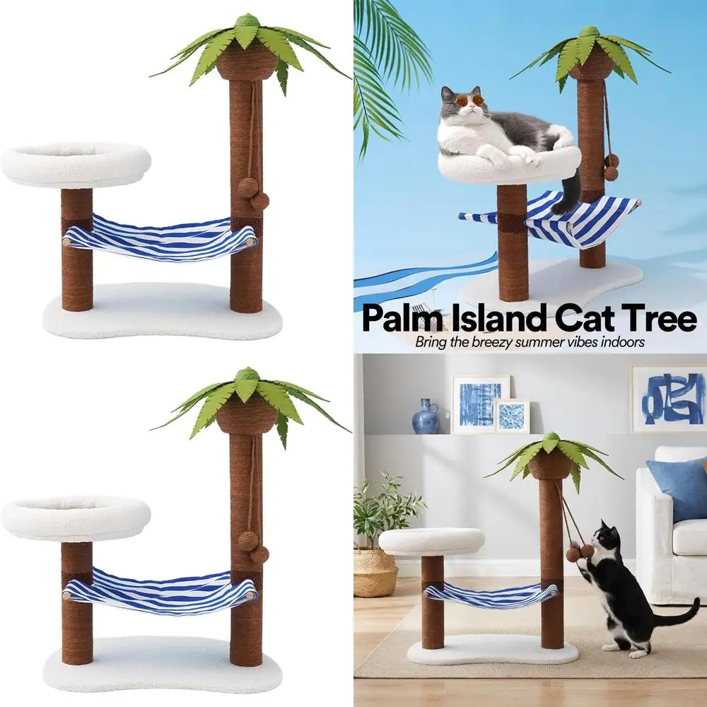 

Tropical Oasis Cat Tree with Hammock, Bed, and Scratching Post - Indoor Climbing Tower for Cats