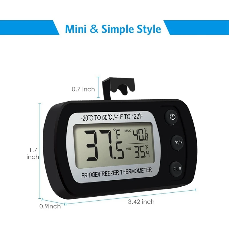 Digital Refrigerator Thermometer, Mini Freezer Thermometer, Refrigerator Freezer Waterproof,For Kitchen,Home,Restaurants