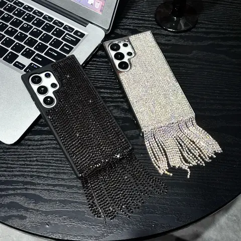 Luxury Bling Rhinestone Fringe Phone Case for Samsung Galaxy S26-S20/A56 A55 A54 A53 A52,Sparkly Diamond Tassel Cover for Women