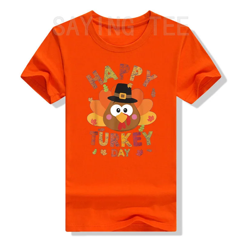 Happy Turkey Day Autumn Fall Thanksgiving Family Kids T-Shirt Gifts Cute Funny Thankful Graphic Outfits Humorous Saying Tee Tops