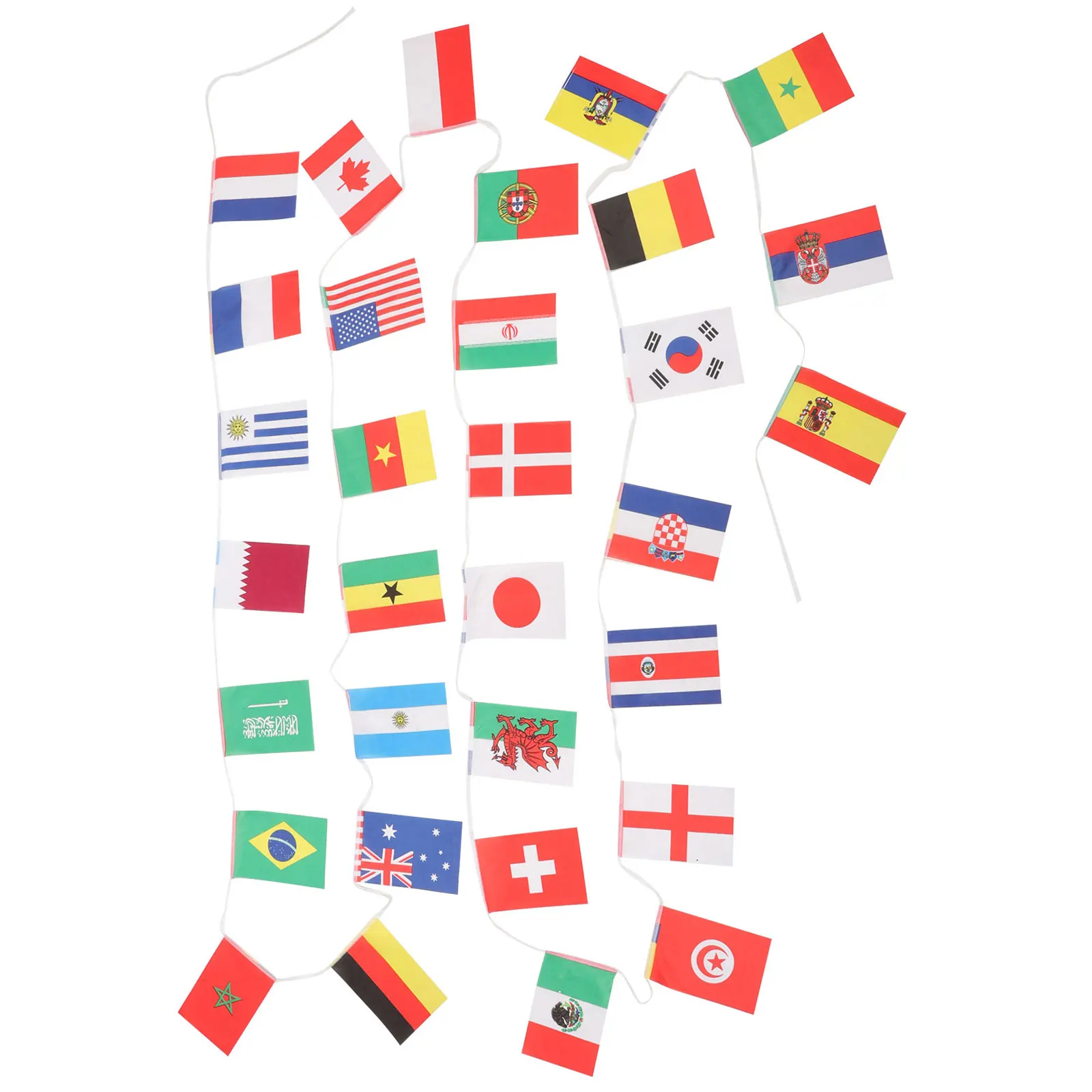 

32 Pieces Flags 14x21cm Football Banner Decor Polyester Country Bunting Bar String Countries String Flag Flag Supplies