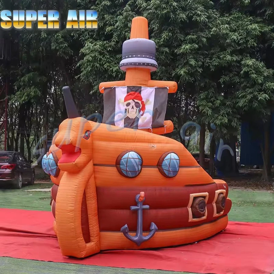Balão de ar inflável gigante comercial para navio pirata com ventilador de ar para jogo infantil