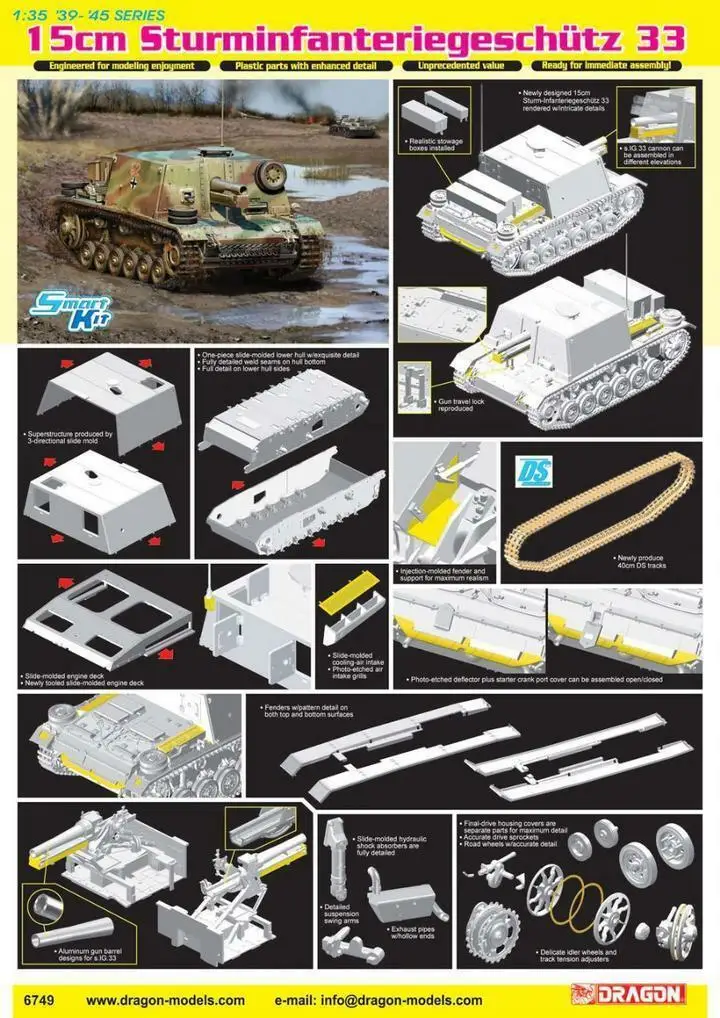 

Dragon 6749 1/35 Scale 15cm Sturminfanteriegeschutz 33 Model Kit