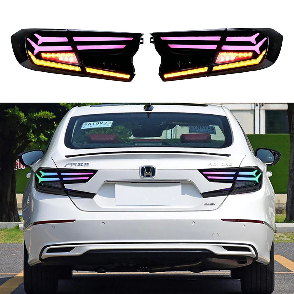 Car RGB Taillight For Honda Accord 2018-2021 Rear LED Tail Lamp Turn Signal Light Stop Brake Lamp Reverse Fog Lamp Tail Light