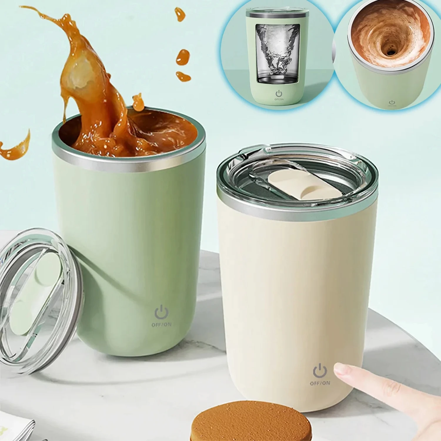 

380ml Automatic Self Stirring Mug Coffee Milk Juice Mixing Cup Stainless Steel Lazy Rotating Mug Stirring Cup