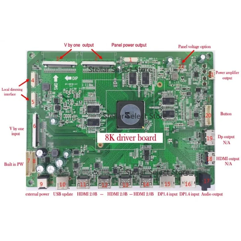 8K UHD/144HZ  driver board max support 7680*4320 V By One Hdm1interface LCD controller Board
