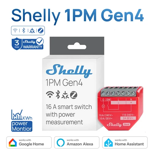 Shelly 1PM Gen4 Zigbee Dispositivos Matter interruptor inteligente IOT WiFi con monitoreo de energía Compatible con Alexa Homekit Goodle Home